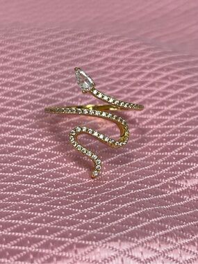 Crystal Snake Ring sz 7 Serpent Wrap Ring